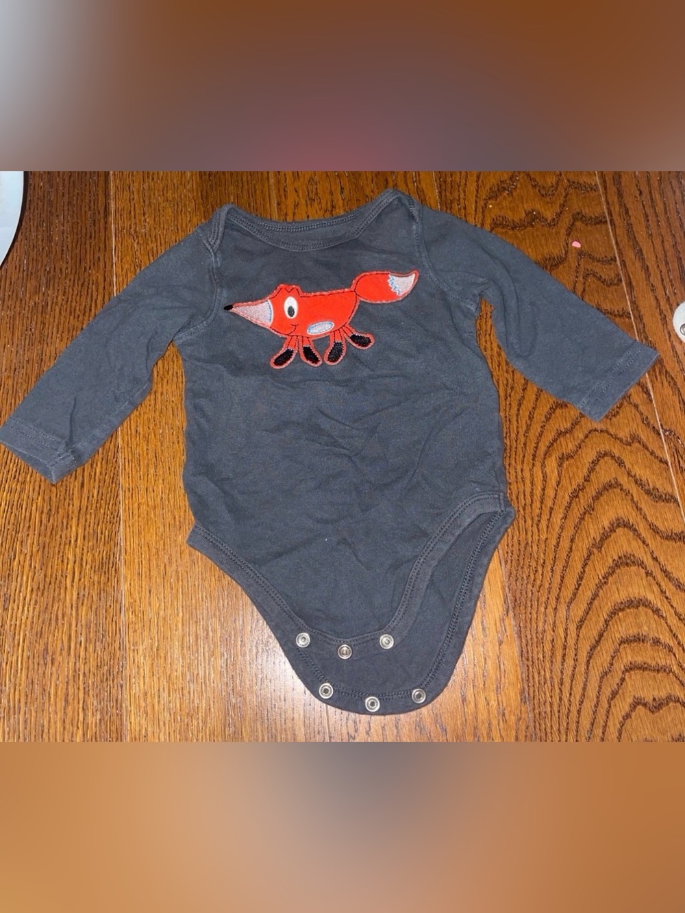 jumping beans gray Long-Sleeve Bodysuit with Orange Fox Applique size 6m